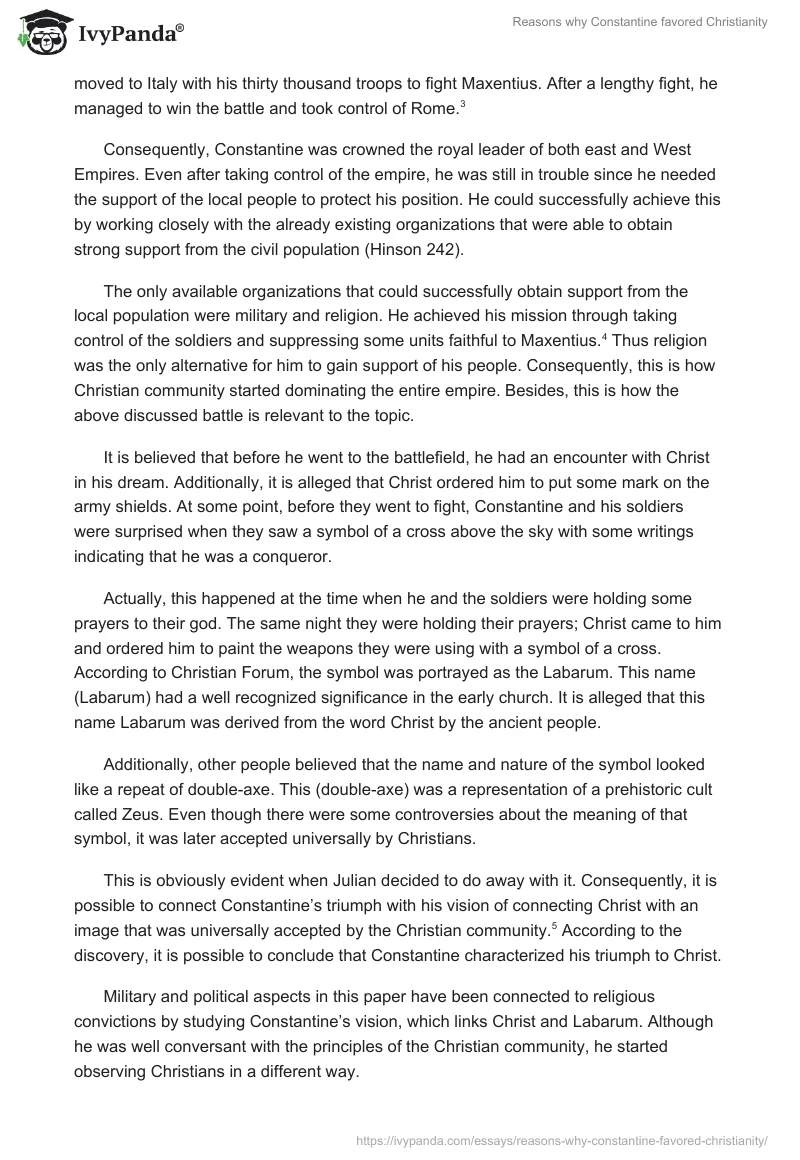 Reasons Why Constantine Favored Christianity. Page 2