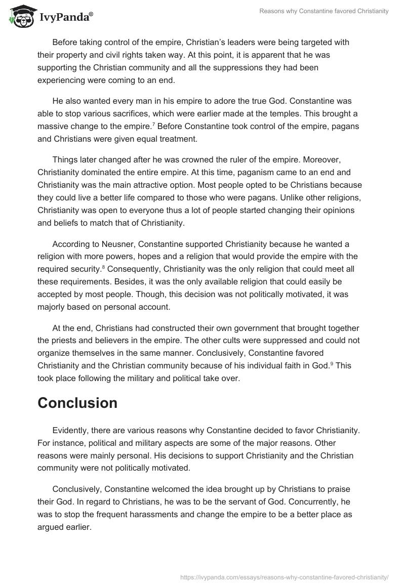 Reasons Why Constantine Favored Christianity. Page 4