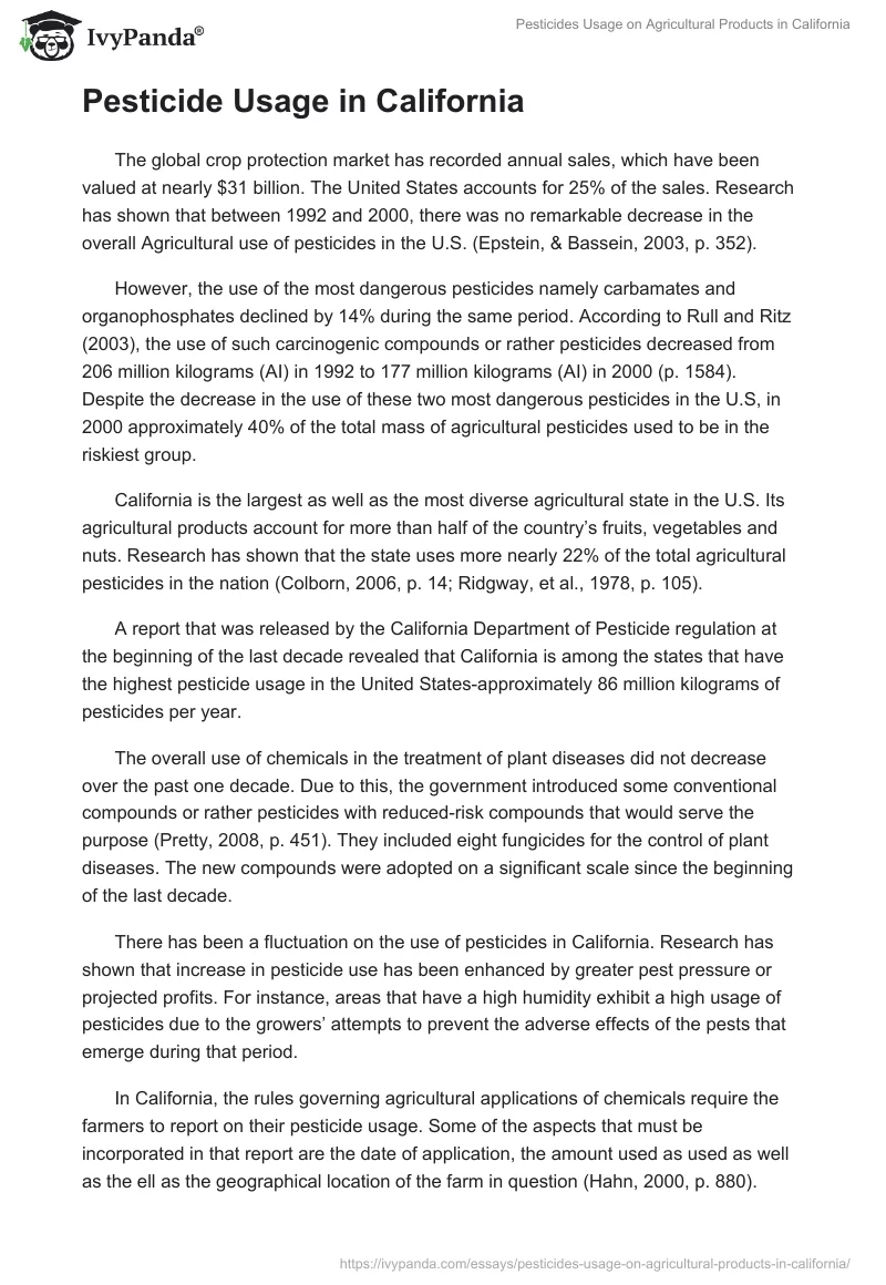 Pesticides Usage on Agricultural Products in California. Page 2