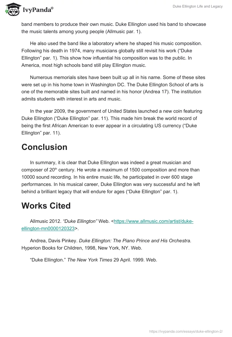 Duke Ellington Life and Legacy. Page 4