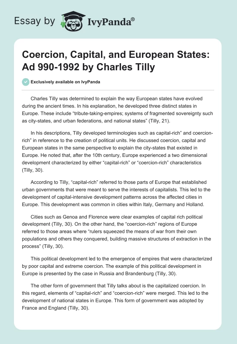 Coercion, Capital, and European States: Ad 990-1992 by Charles Tilly. Page 1