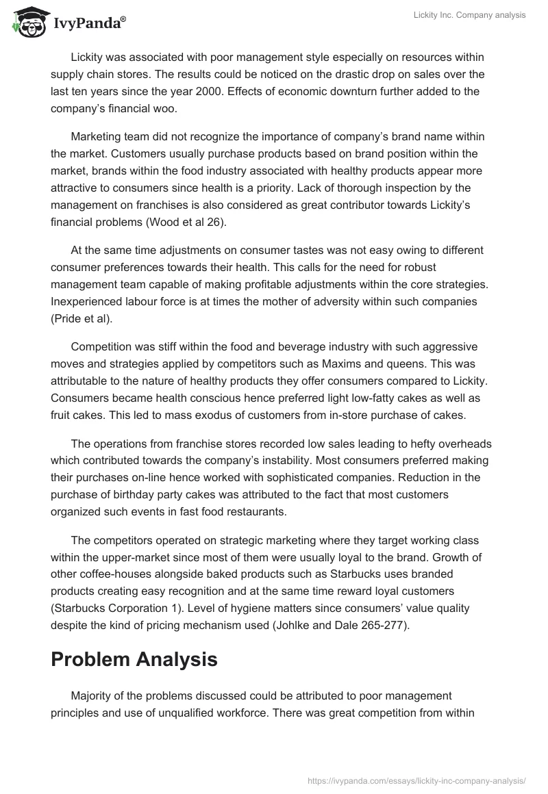 Lickity Inc. Company analysis. Page 3