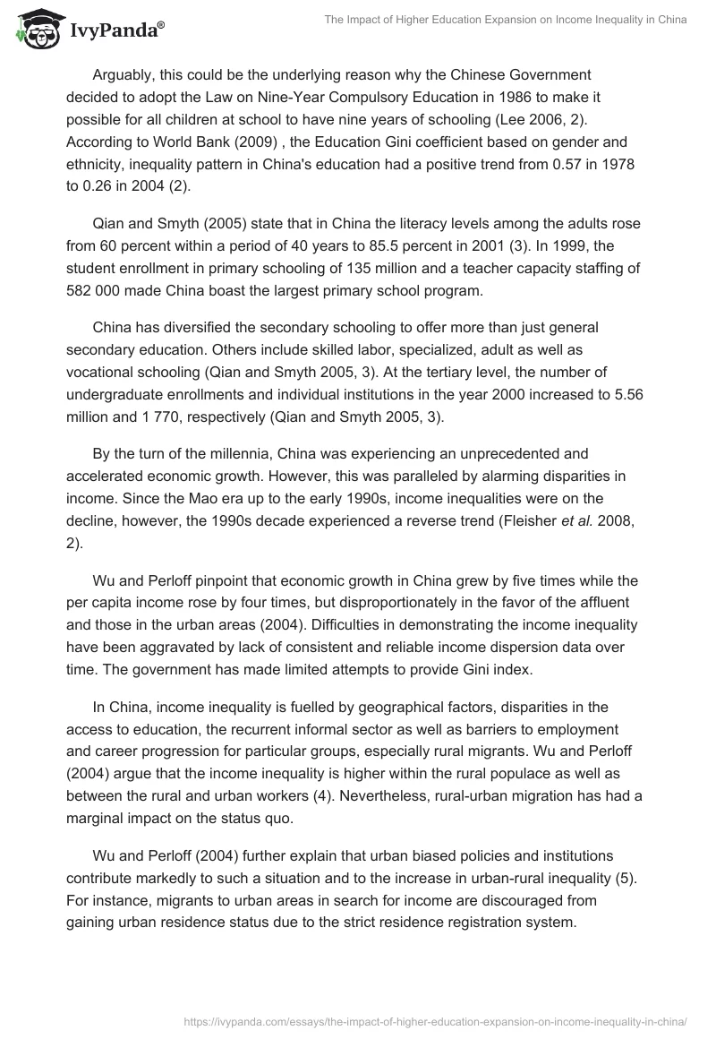 The Impact of Higher Education Expansion on Income Inequality in China. Page 2