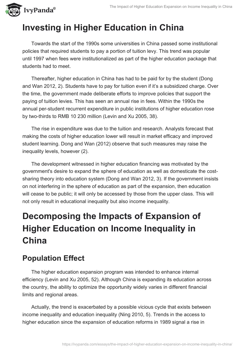 The Impact of Higher Education Expansion on Income Inequality in China. Page 4