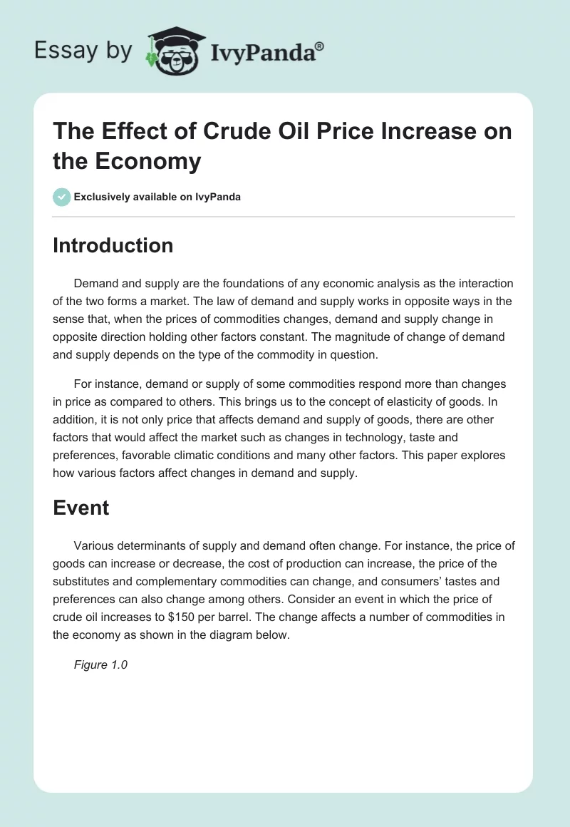 The Effect of Crude Oil Price Increase on the Economy. Page 1