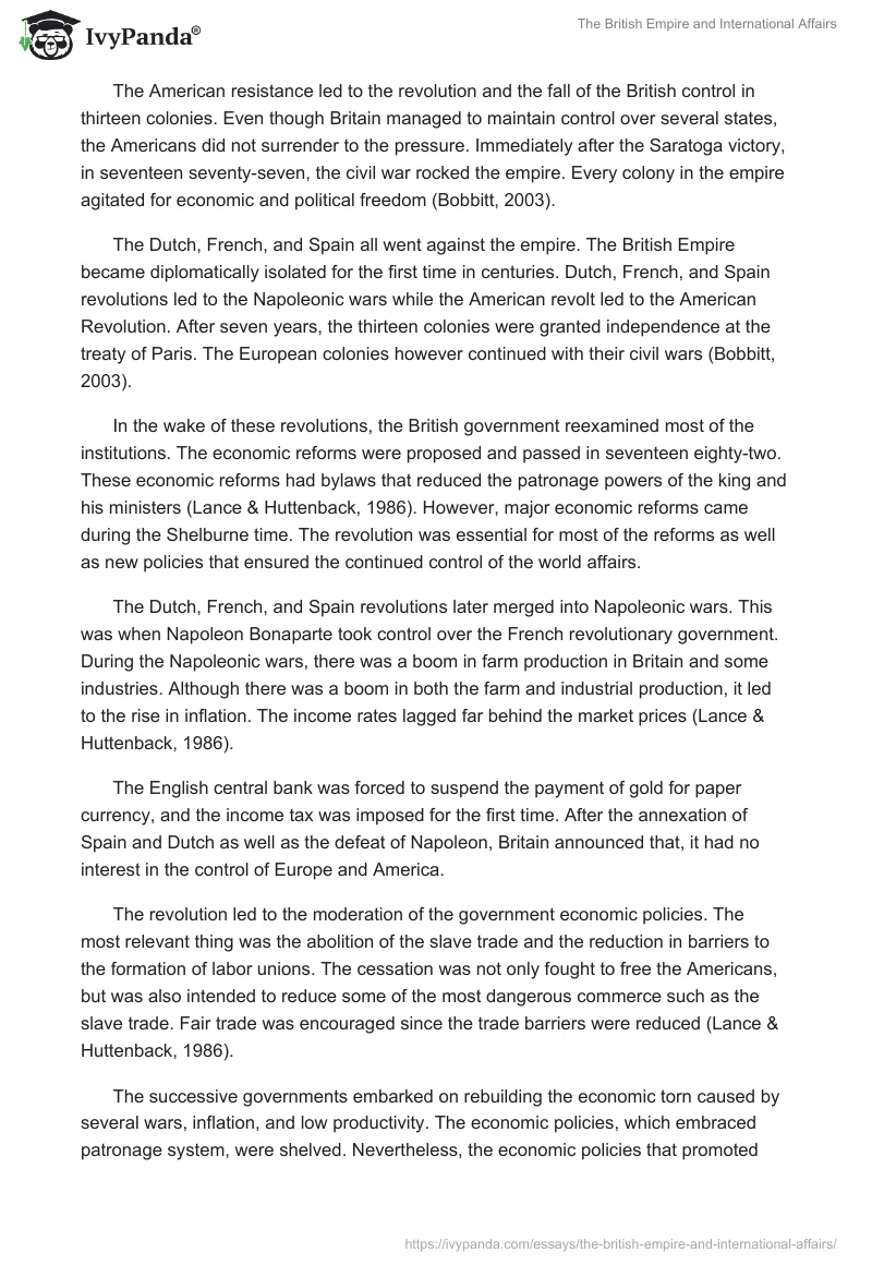 The British Empire and International Affairs. Page 4