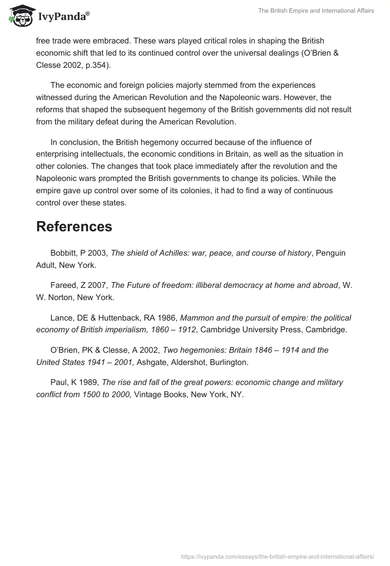 The British Empire and International Affairs. Page 5