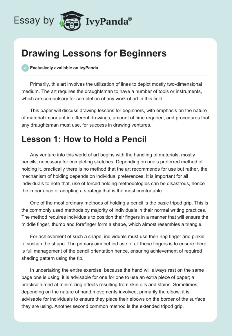 Drawing Lessons for Beginners. Page 1