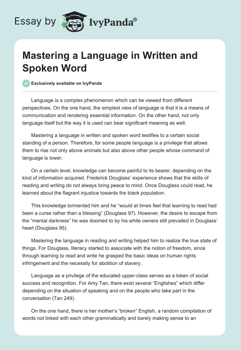 Mastering a Language in Written and Spoken Word. Page 1