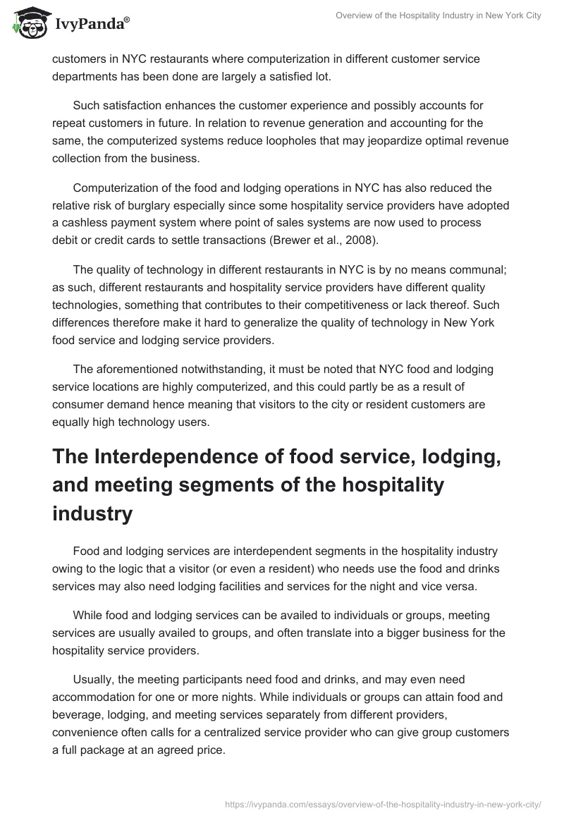 Overview of the Hospitality Industry in New York City. Page 3