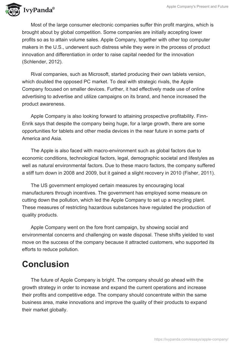 Apple Company's Present and Future. Page 3