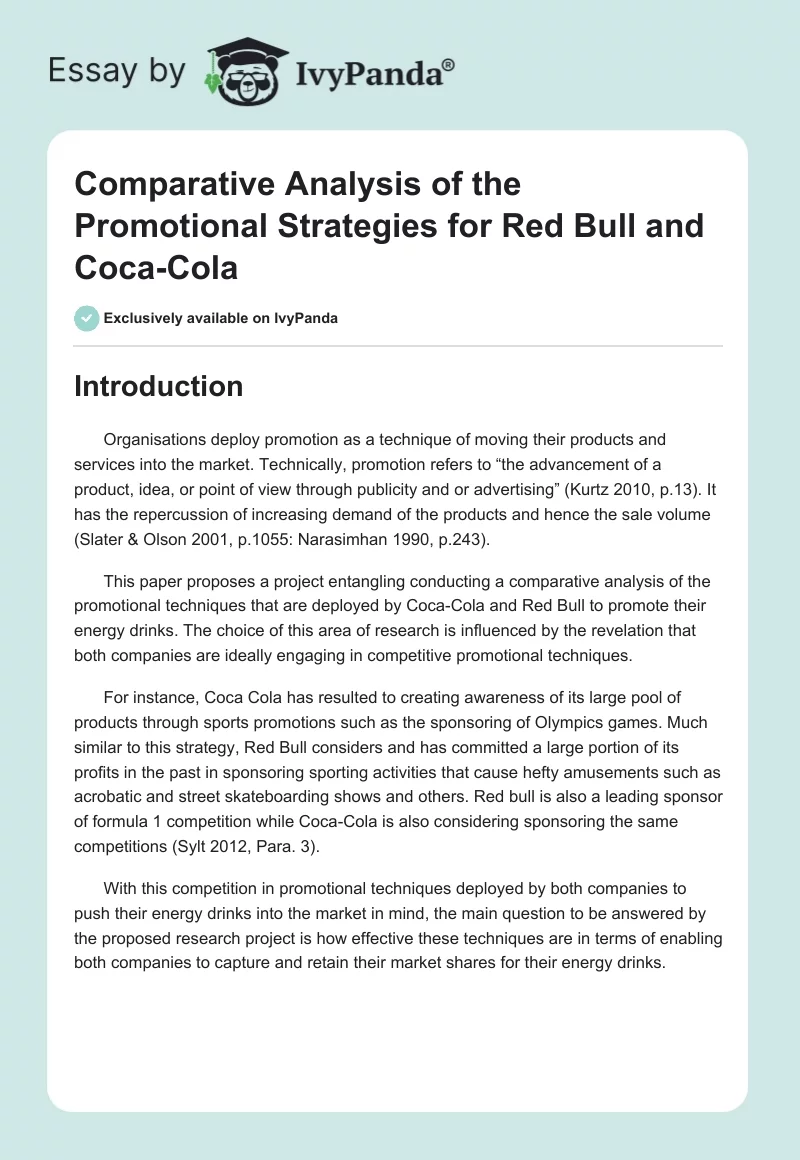 Comparative Analysis of the Promotional Strategies for Red Bull and Coca-Cola. Page 1