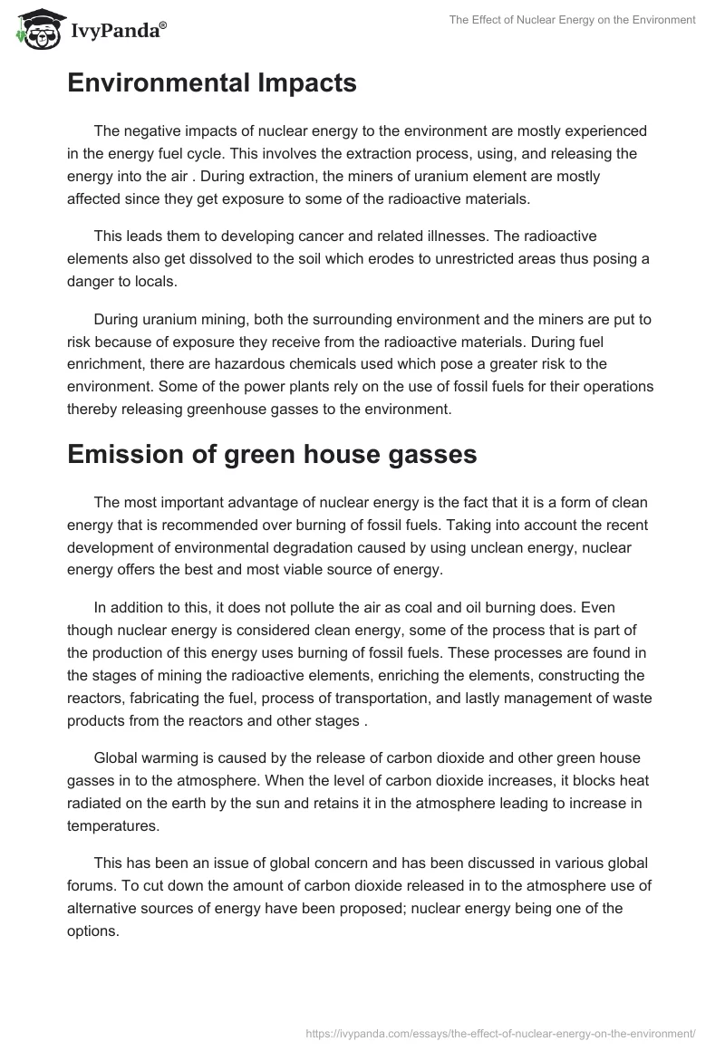 The Effect of Nuclear Energy on the Environment. Page 2