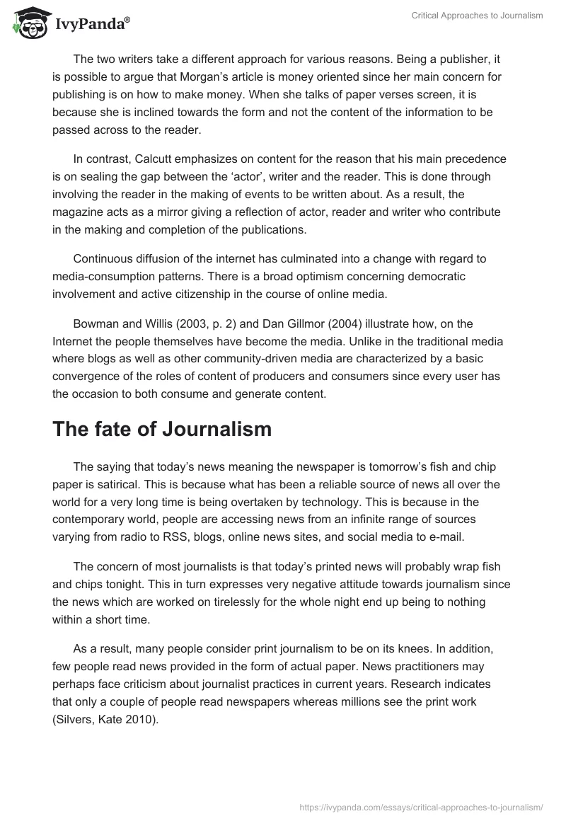 Critical Approaches to Journalism. Page 3