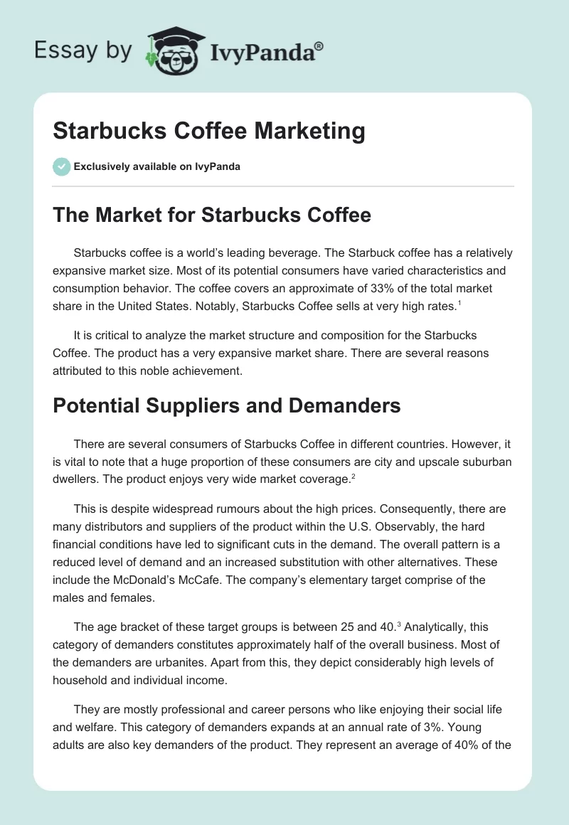 Starbucks Coffee Marketing. Page 1