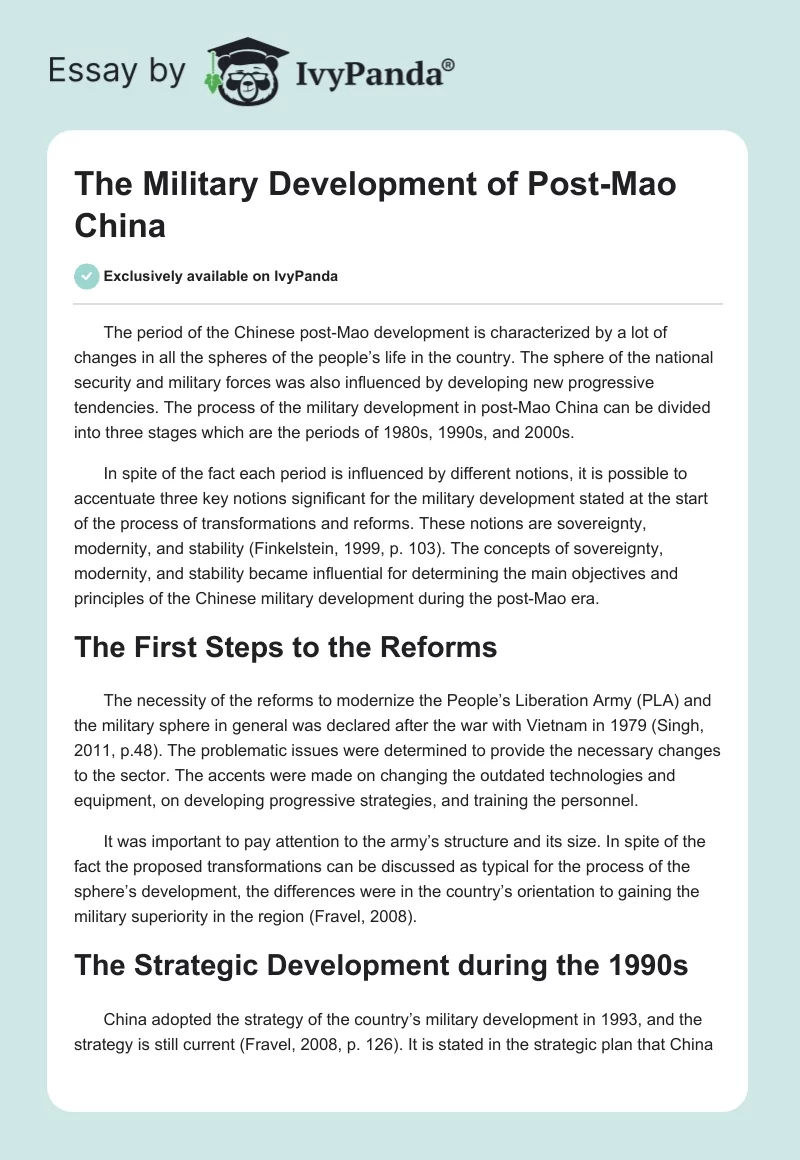 The Military Development of Post-Mao China. Page 1