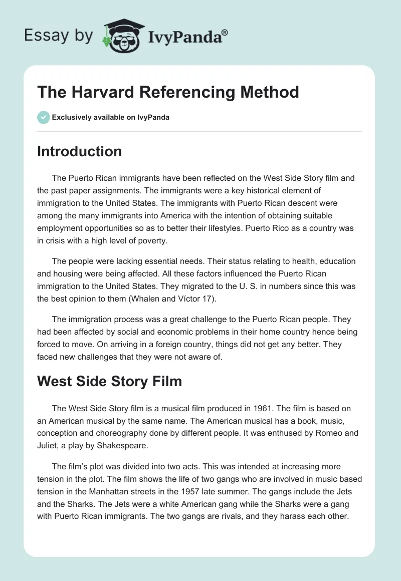 The Harvard Referencing Method. Page 1