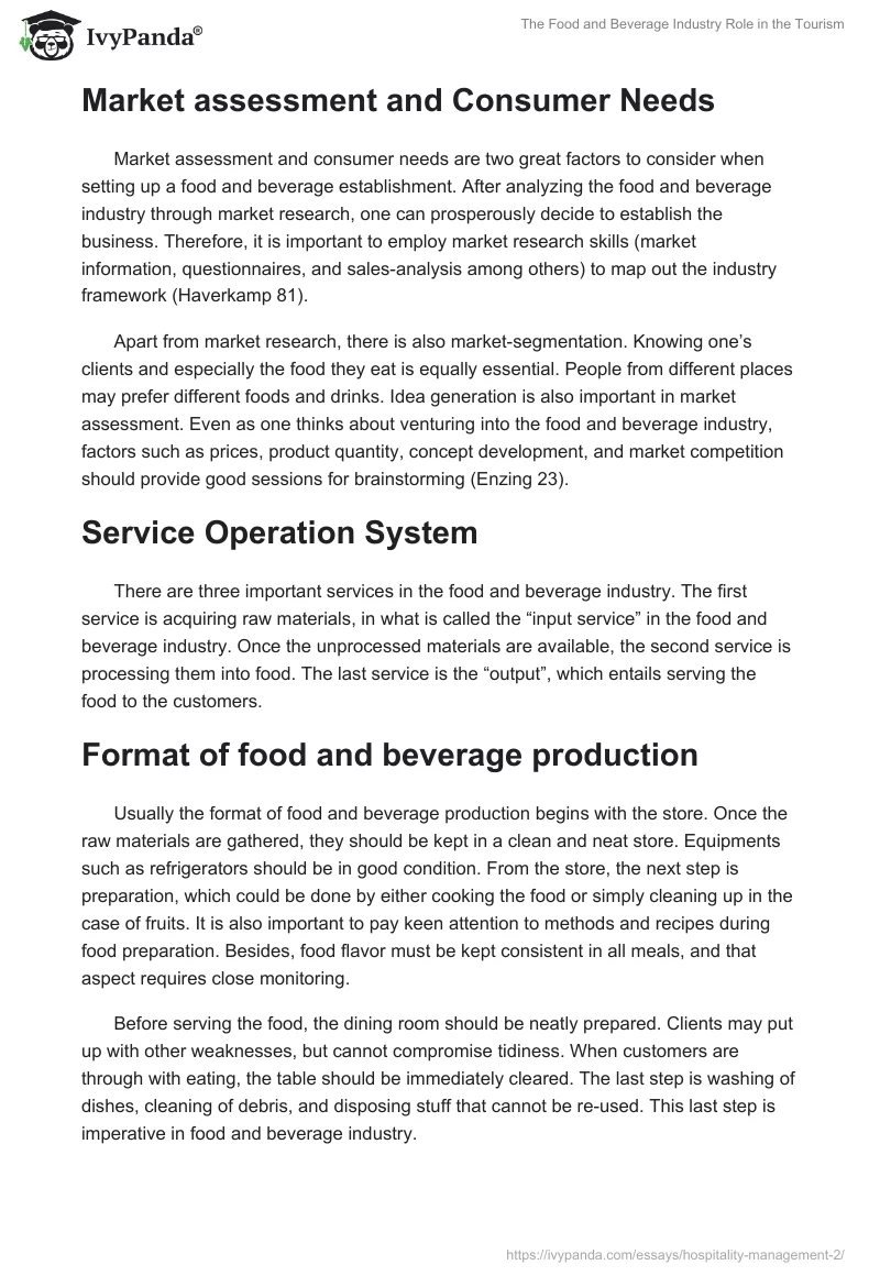 The Food and Beverage Industry Role in the Tourism. Page 3