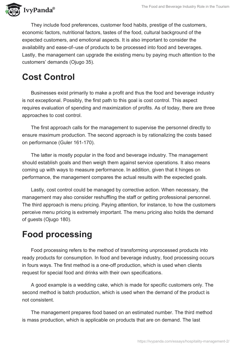 The Food and Beverage Industry Role in the Tourism. Page 5