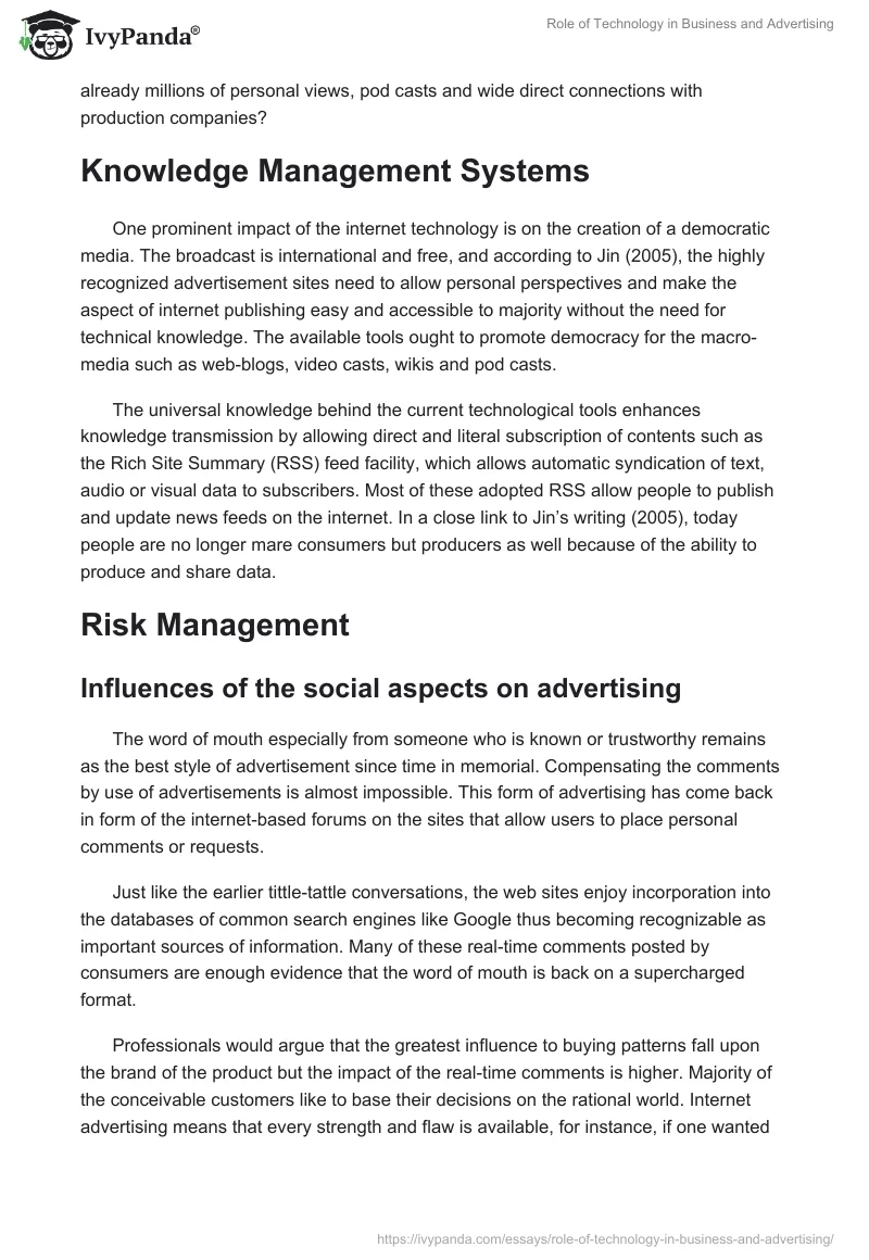 Role of Technology in Business and Advertising. Page 3