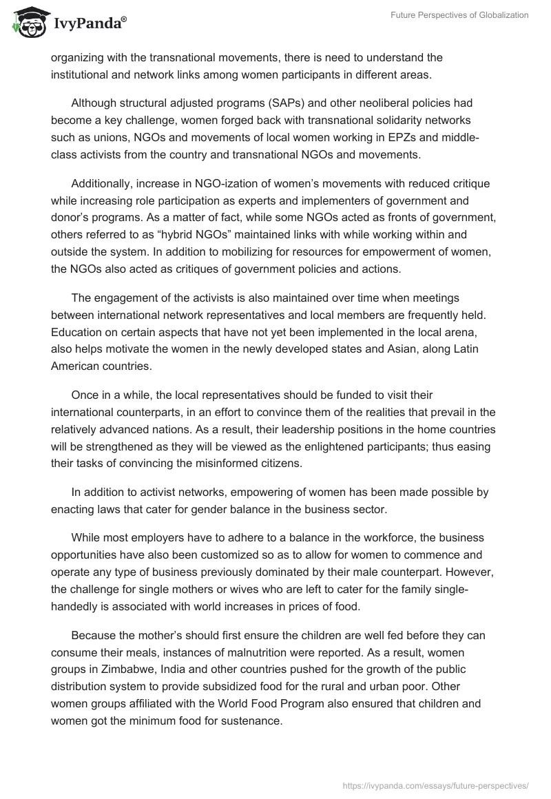 Future Perspectives of Globalization. Page 2
