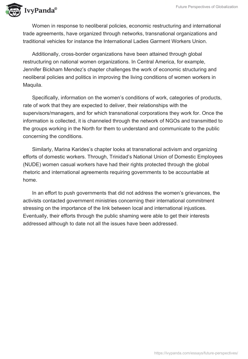 Future Perspectives of Globalization. Page 4