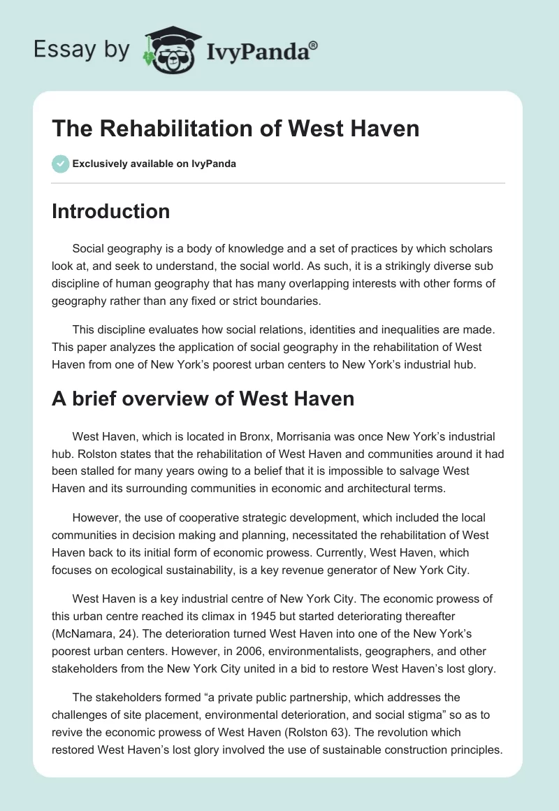 The Rehabilitation of West Haven. Page 1