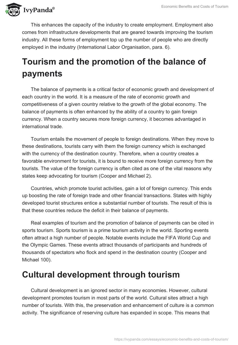 Economic Benefits and Costs of Tourism. Page 3