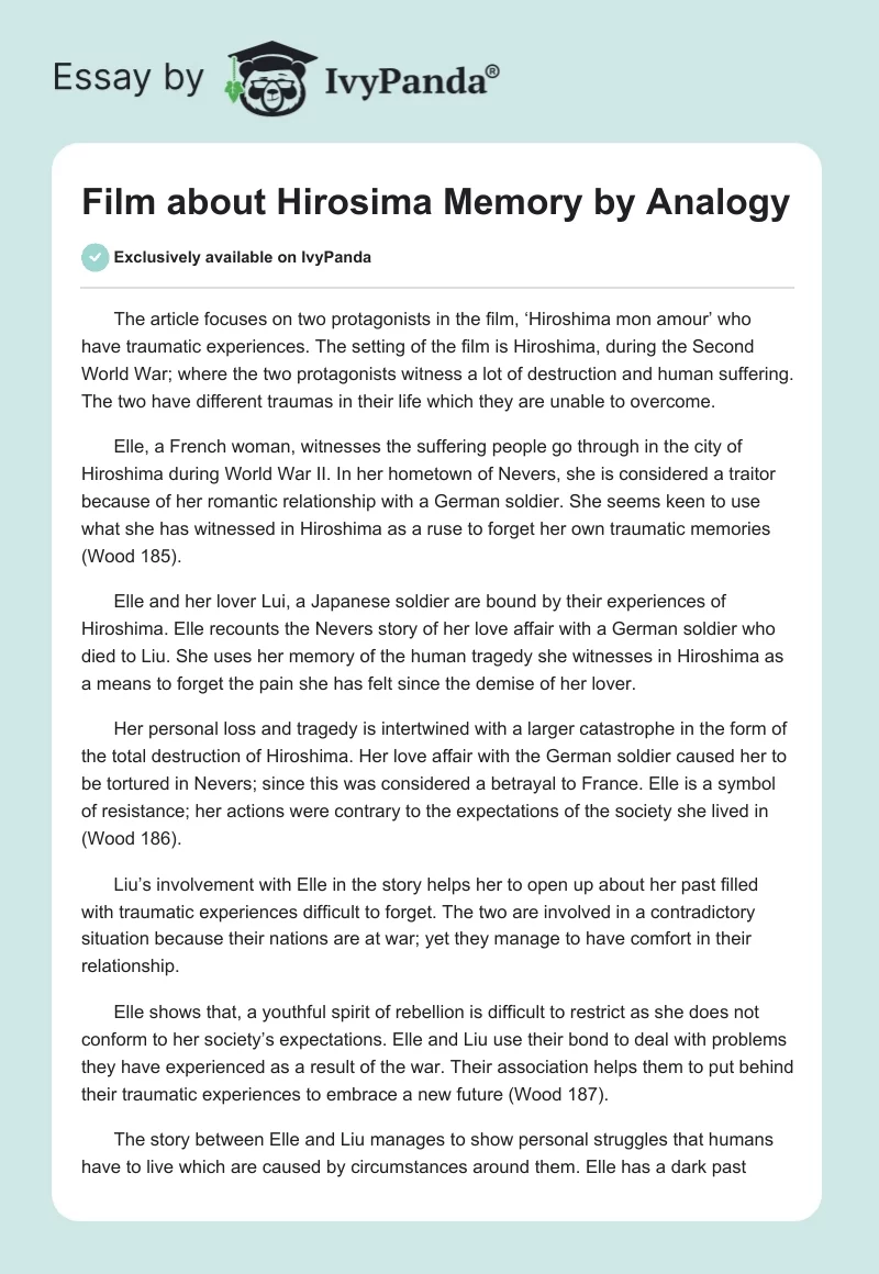 Film About Hirosima Memory by Analogy. Page 1
