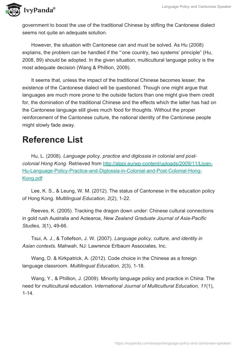 Language Policy and Cantonese Speaker. Page 3
