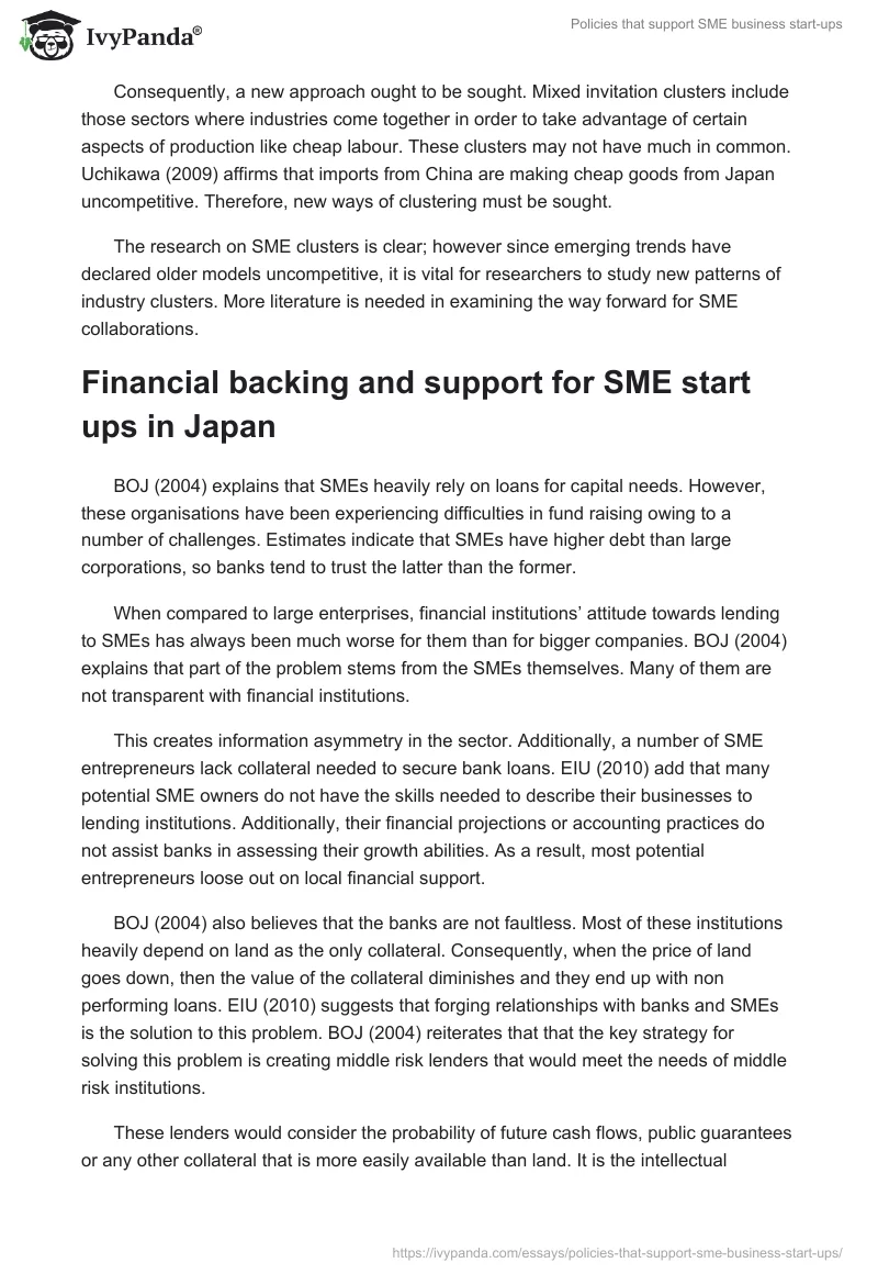 Policies that support SME business start-ups. Page 4