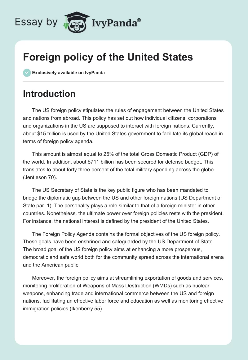 Foreign policy of the United States. Page 1