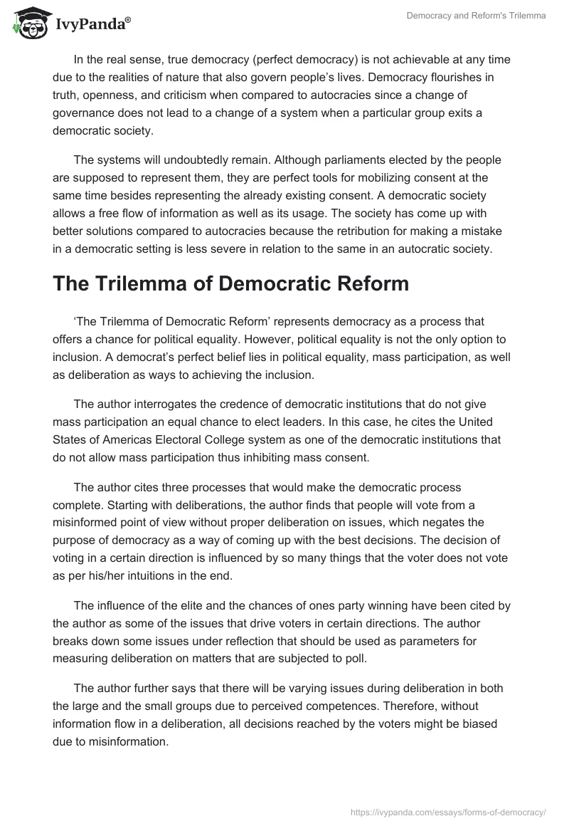 Democracy and Reform's Trilemma. Page 3