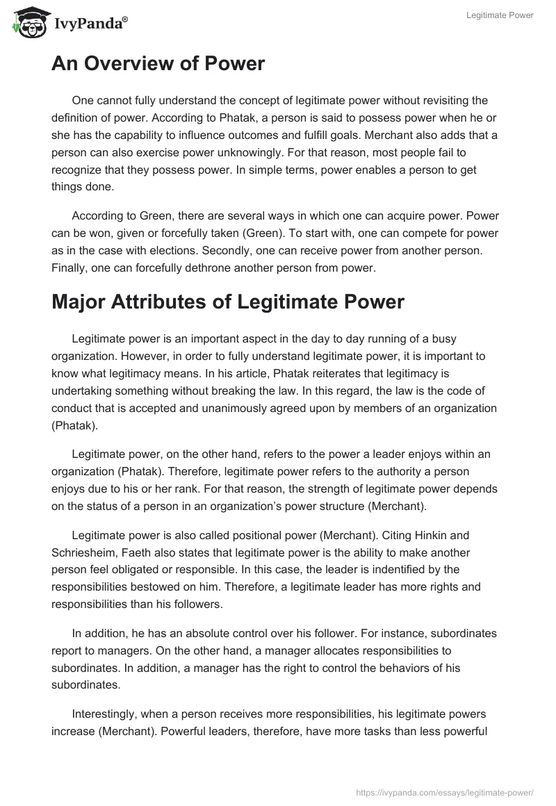 Legitimate Power. Page 2
