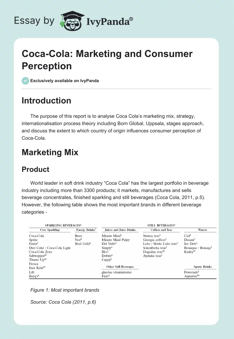 Coca-Cola: Marketing and Consumer Perception. Page 1