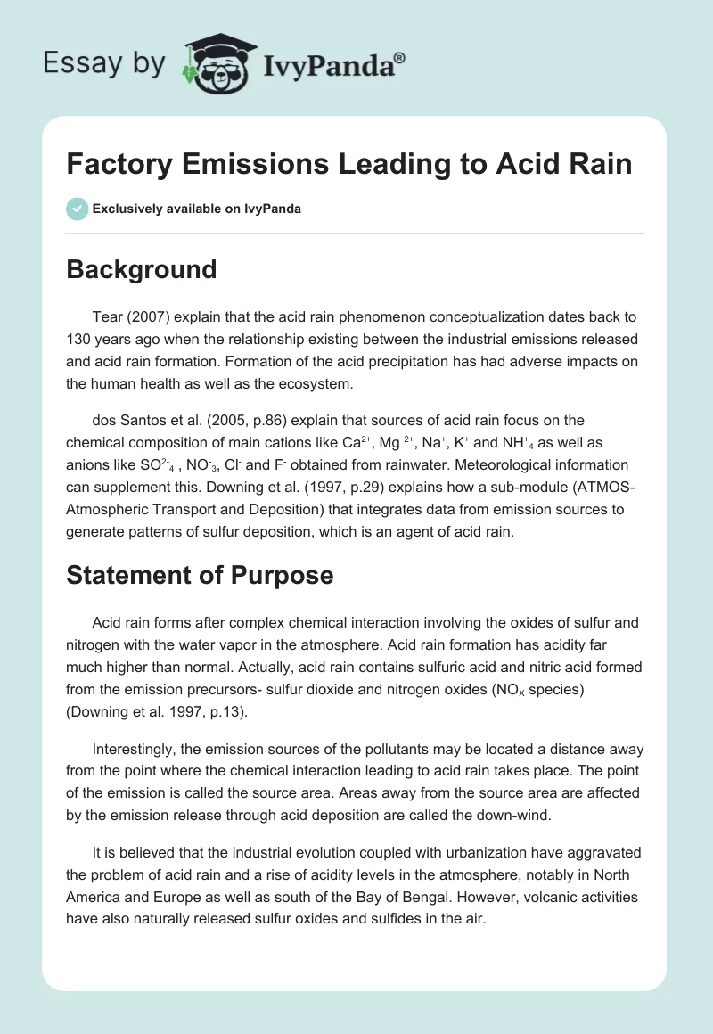 Factory Emissions Leading to Acid Rain. Page 1