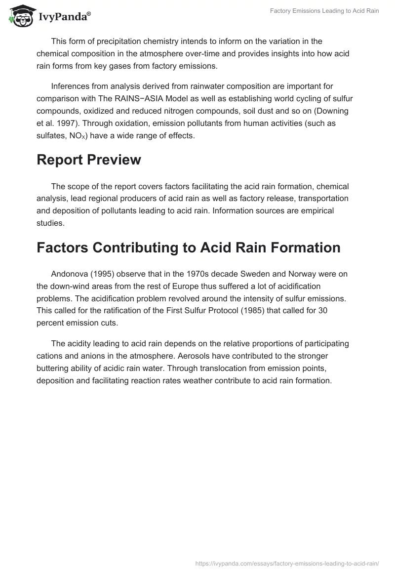Factory Emissions Leading to Acid Rain. Page 2