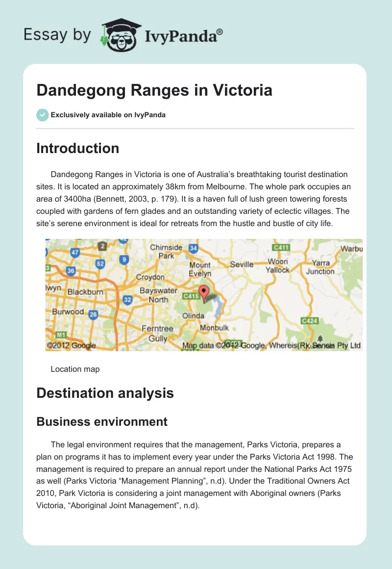 Dandegong Ranges in Victoria. Page 1