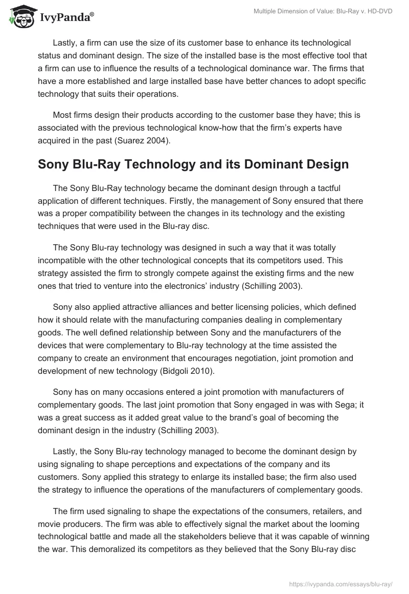 Multiple Dimension of Value: Blu-Ray v. HD-DVD. Page 4