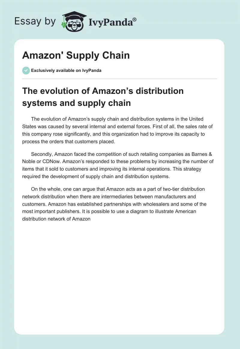 Amazon' Supply Chain. Page 1