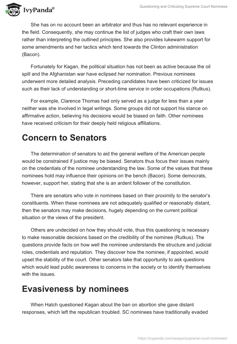 Questioning and Criticizing Supreme Court Nominees. Page 2