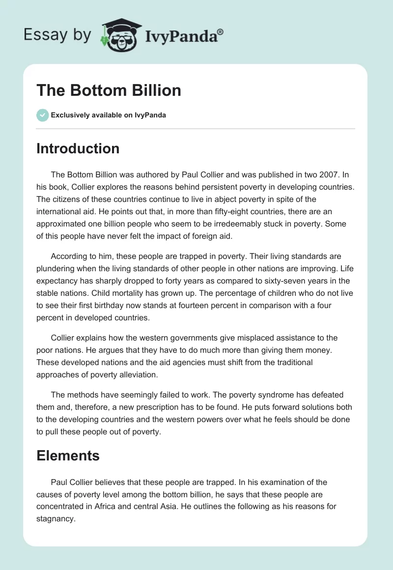 The Bottom Billion. Page 1