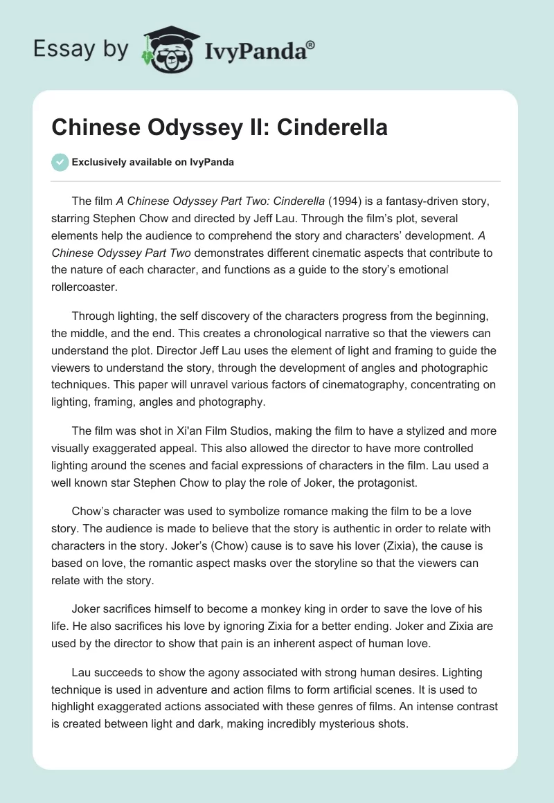Chinese Odyssey II: Cinderella. Page 1
