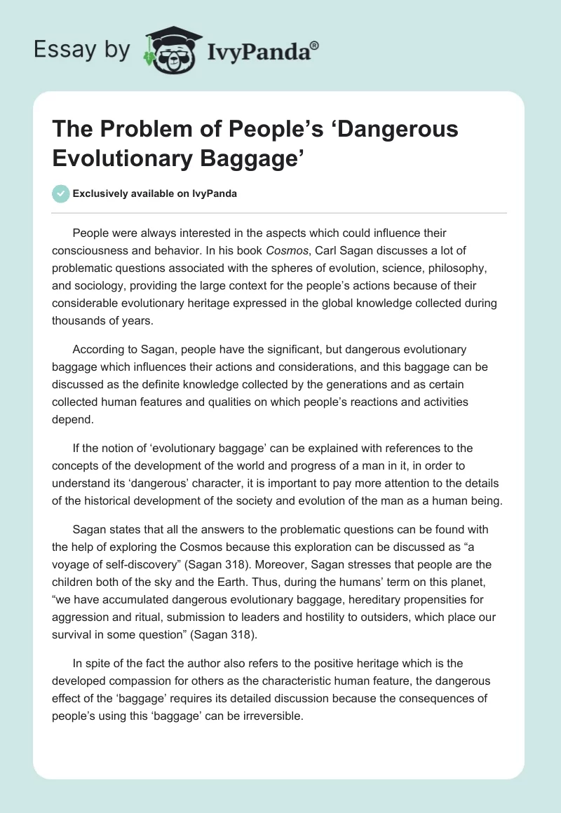 The Problem of People’s ‘Dangerous Evolutionary Baggage’. Page 1