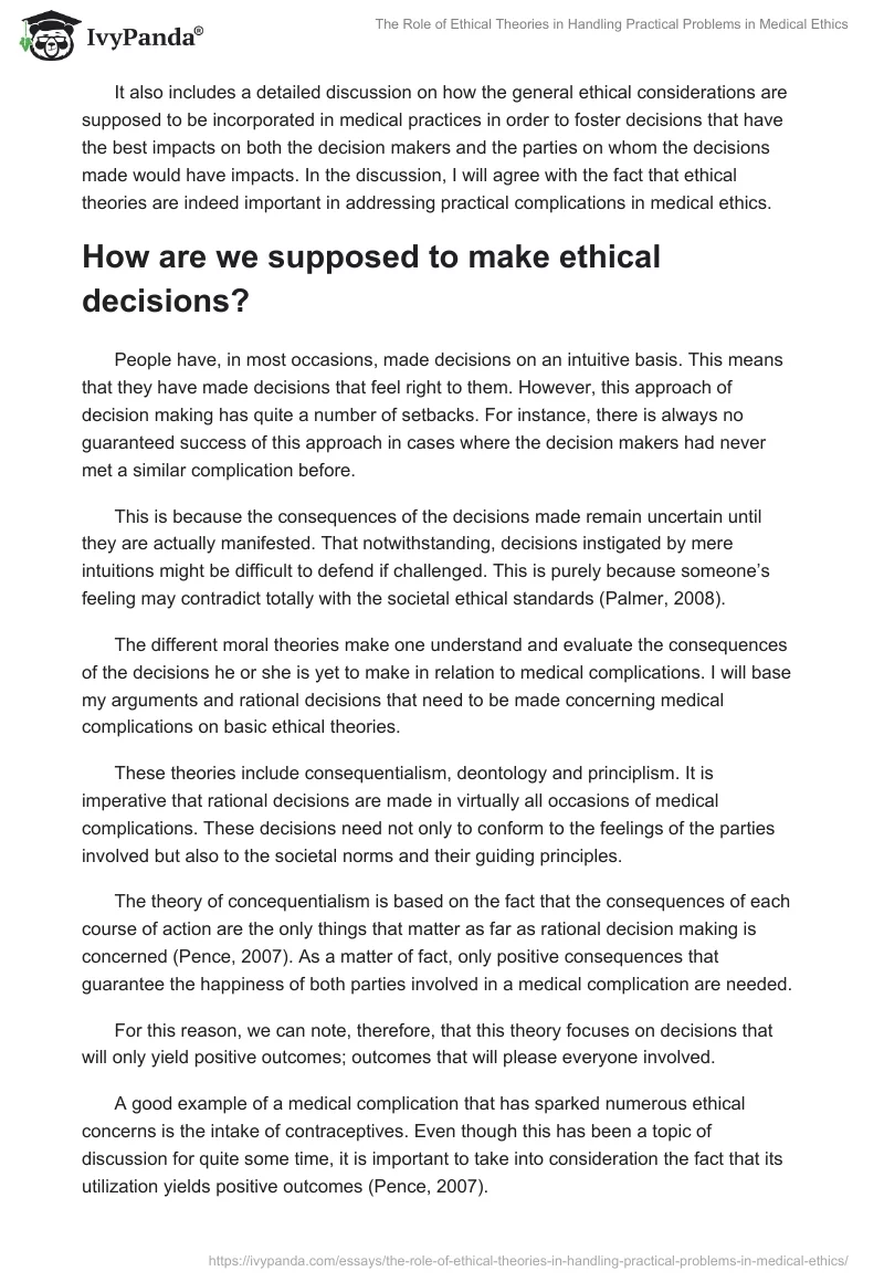 The Role of Ethical Theories in Handling Practical Problems in Medical Ethics. Page 2