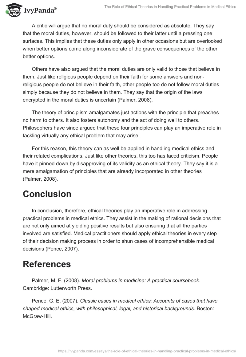 The Role of Ethical Theories in Handling Practical Problems in Medical Ethics. Page 4