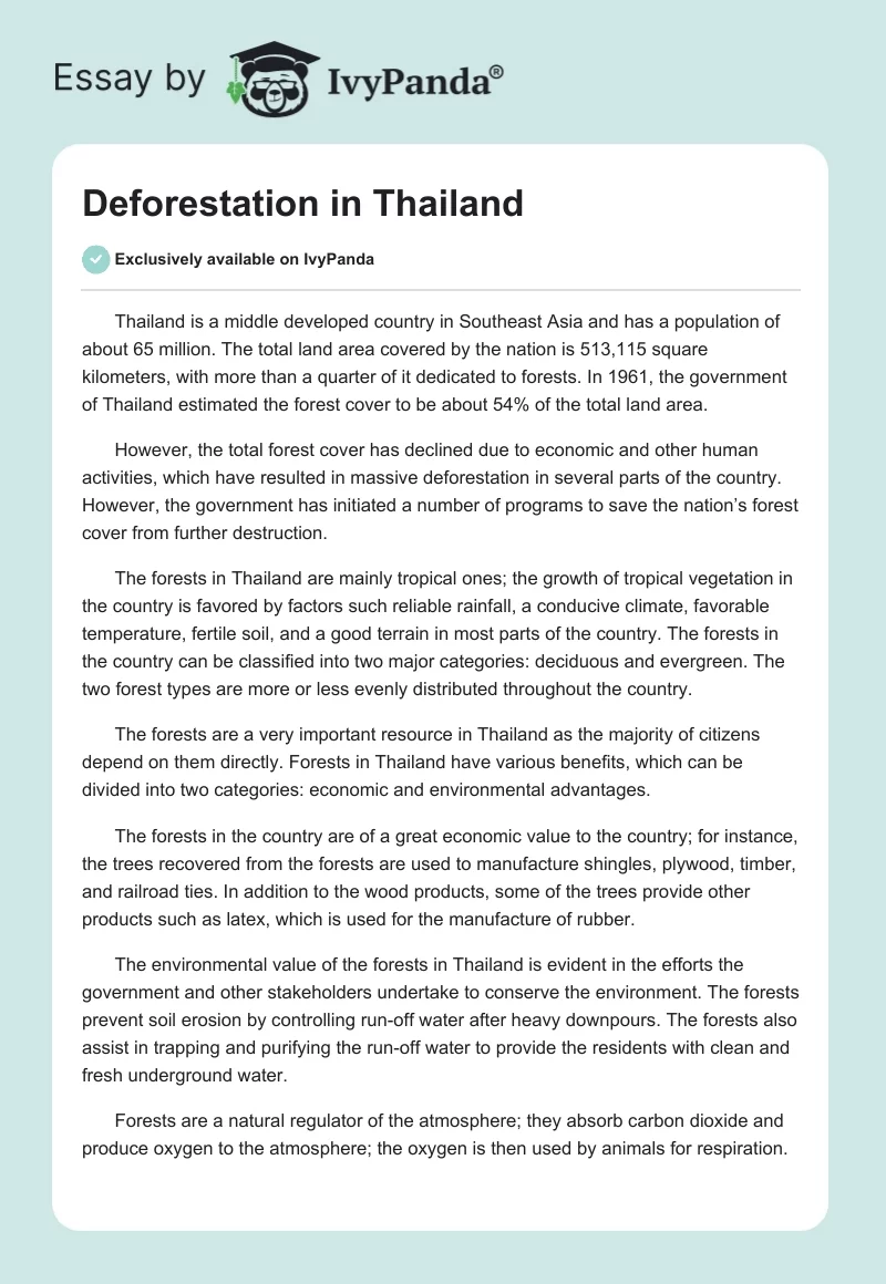 Deforestation in Thailand. Page 1