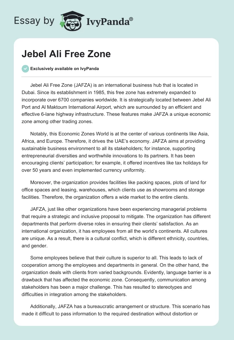 Jebel Ali Free Zone. Page 1