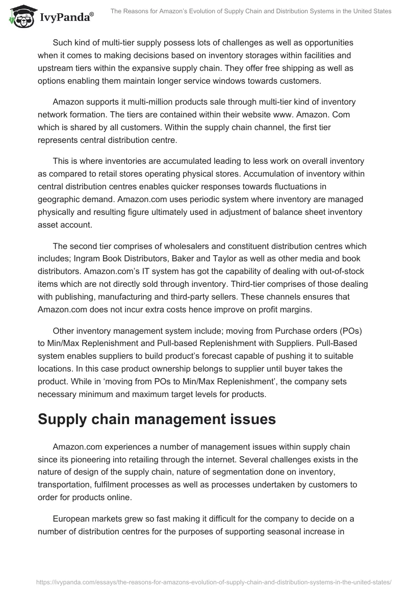 The Reasons for Amazon’s Evolution of Supply Chain and Distribution Systems in the United States. Page 3