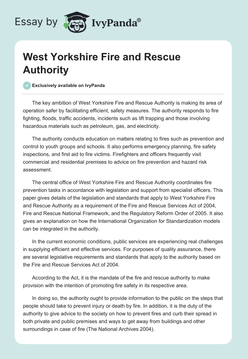 West Yorkshire Fire and Rescue Authority. Page 1